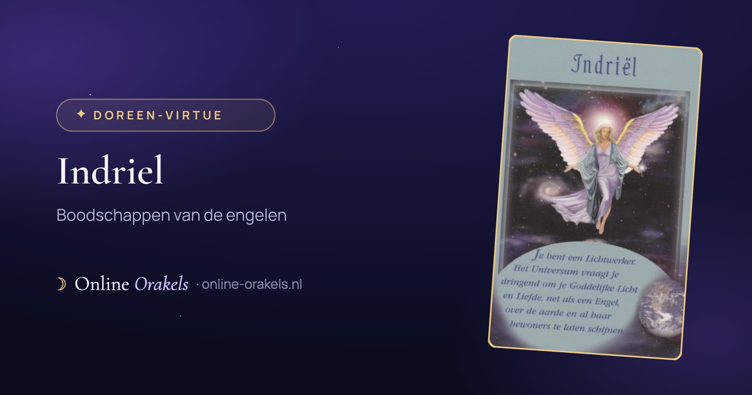 Indriel | Boodschappen van de engelen | Online Orakels