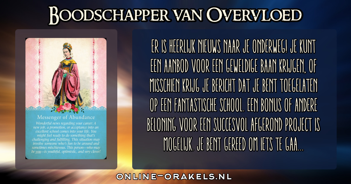 Boodschapper van Overvloed Tarot met beschermengelen Online Orakels